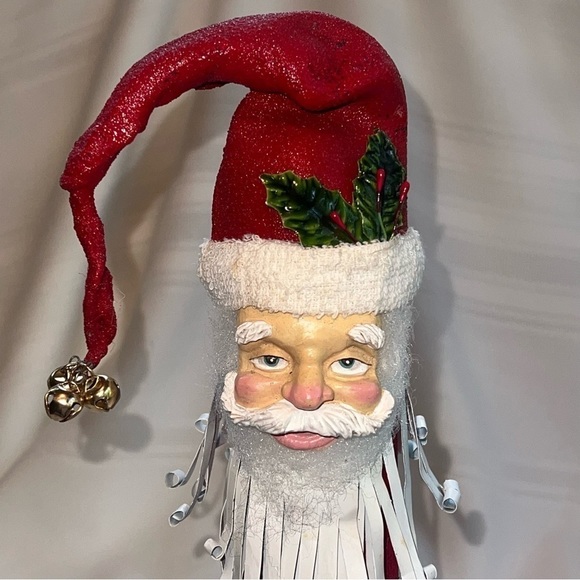 Santa Figurine Jingle Bells Whimsical Metal Beard Christmas Tree‎ EUC - Picture 3 of 11